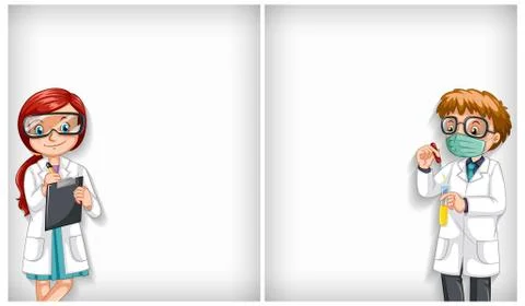 Plain background with two doctors in lab Stock Illustration