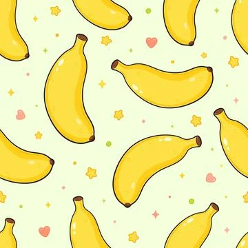 Plain banana fruit pattern with stars Stock Illustration