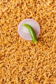 Plain biryani overhead view with garnish Foto stock