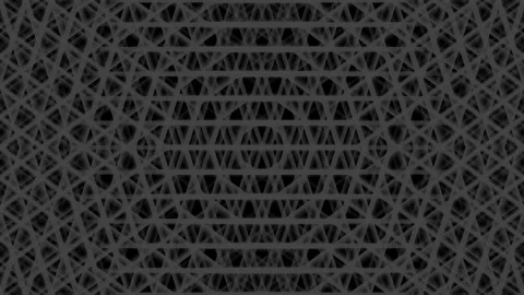 Plain black background a complex dark gray line and shape pattern stands out sta Stock Footage 322939294