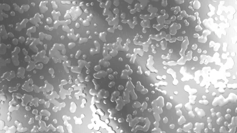 Plain black background highlights scattered reflective liquid droplets across a  Stock Footage 323110117