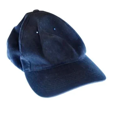 Plain black blank baseball cap hat isolated on white background. Stock Photos