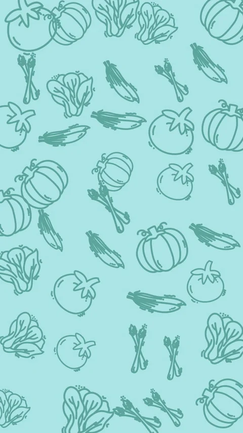 Plain blue pattern background showcases fresh vegetables like tomatoes pumpkins  Stock Footage 327539552