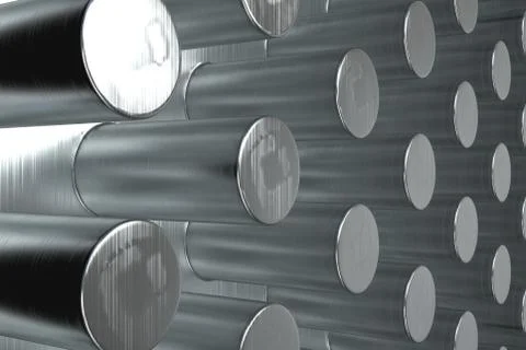 Plain brushed metal surface with cylinders Stock Illustration
