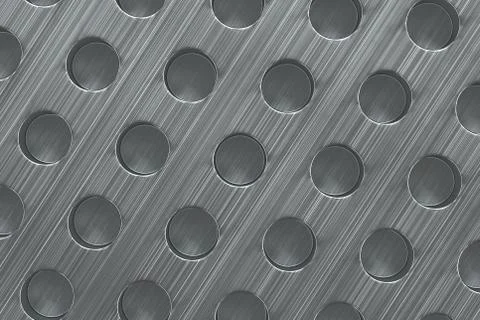 Plain brushed metal surface with cylindrical holes Stock Illustration