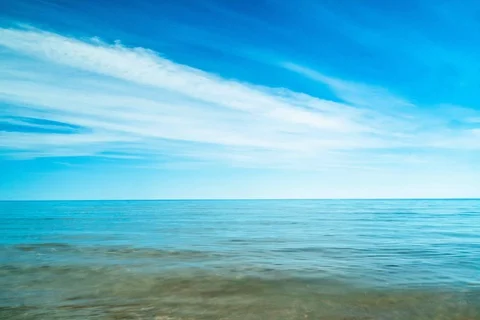 Plain clouds and water Stock Footage 128164075