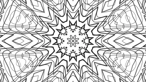 Plain color background complements the black and white floral kaleidoscopes time Stock Footage 322933231
