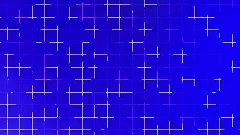 Plain color background featuring bright white grid lines and glowing neon segmen Stock Footage 341786214