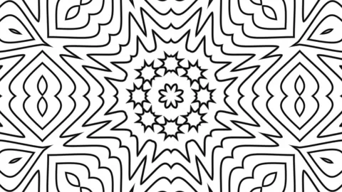 Plain color background highlights an abstract floral pattern made of black lines Stock Footage 313564536