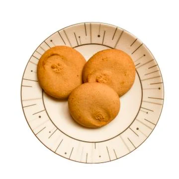 Plain cookie plate isolated on white Stock Photos