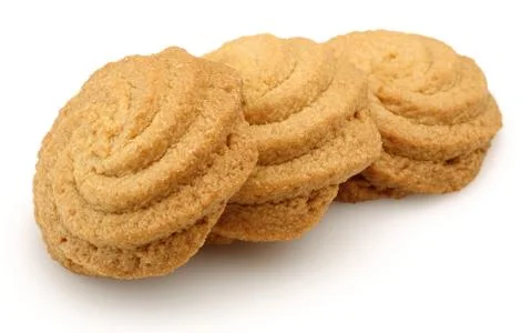 Plain cookies on white background Stock Photos