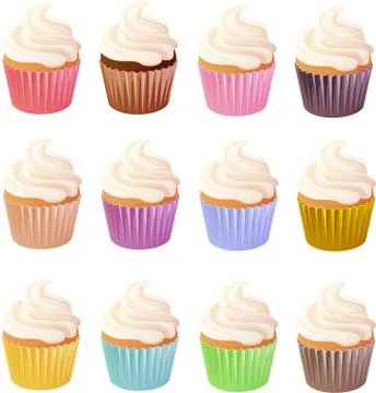 Plain cupcakes Stock Illustration