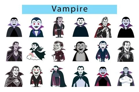 A plain design of smiling vampire with a cape on a white background Ilustración de archivo