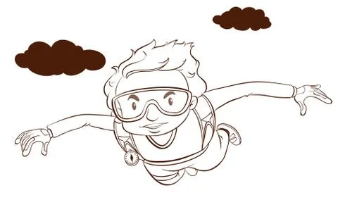 A plain drawing of a boy skydiving Ilustración de archivo