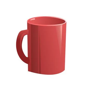 Plain earthenware red mug with handle for tea, coffee and drinks. Cartoon sty Stock Illustration