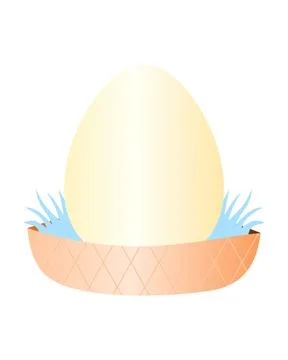 Plain Egg in Brown Woven Basket Stock Illustration
