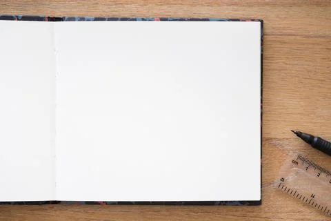 Plain empty notebook background template. Journal, journaling Stock Photos