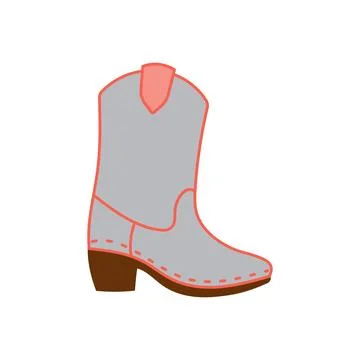 Plain gray western boot flat design Stock Illustration