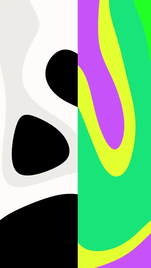Plain green black abstract design features black white and colorful sections har Video stock 327797223