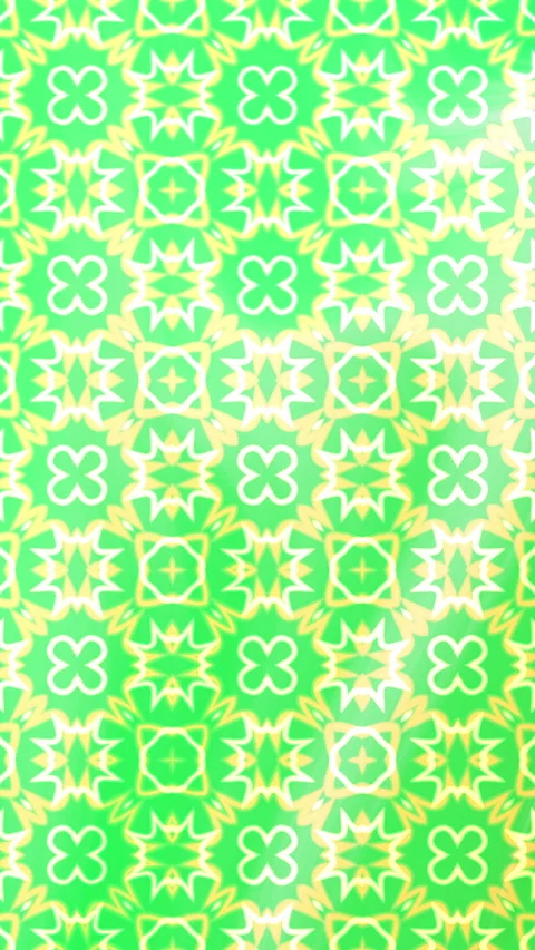 Plain green pattern creates an intricate green and yellow floral design for wall Video stock 327622161