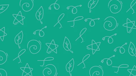 Plain green pattern creates a seamless natureinspired design with leaves stars s Stock Footage 327857375