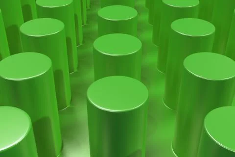 Plain green surface with cylinders Stock Illustration