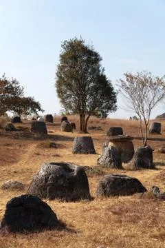 Plain of Jars, Phonsavan Laos mysterious location of stone jars 2000 years old Stock Photos