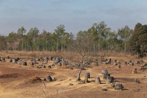 Plain of Jars, Phonsavan Laos mysterious location of stone jars 2000 years old Stock Photos