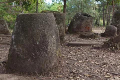 Plain of Jars, Phonsavan Laos mysterious location of stone jars 2000 years old Foto stock