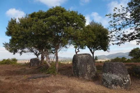 Plain of Jars, Phonsavan Laos mysterious location of stone jars 2000 years old Stock Photos