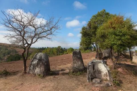 Plain of Jars, Phonsavan Laos mysterious location of stone jars 2000 years old Stock Photos