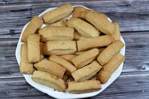 Plain Menen bakery, oriental crackers and cookies, usually baked plain or s.. Foto stock