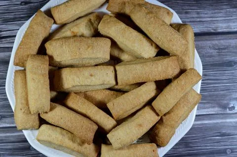 Plain Menen bakery, oriental crackers and cookies, usually baked plain or s.. Foto stock
