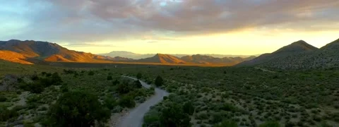 Plain Mountain sunset panorama of steppe, movie aerial shots in 4K Stock Footage 52531685