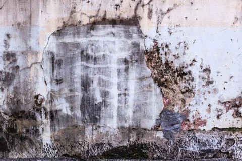 Plain old aged white colored painted faded weathered textured pattern on crac Stock Photos