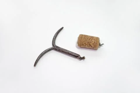 Plain old non-mechanical corkscrew, was broken when screwing in the cork Stock Photos