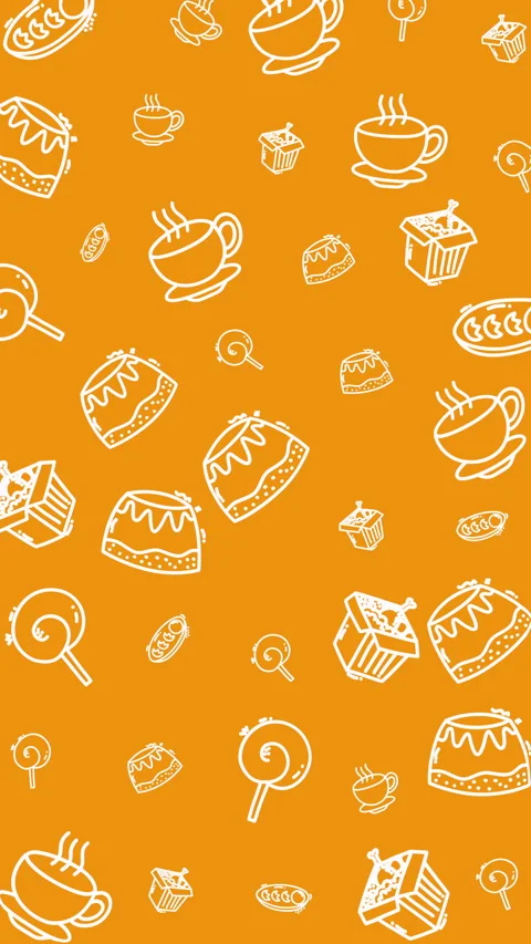 Plain orange pattern creates a simple food background with white outlines agains Stock Footage 327622203