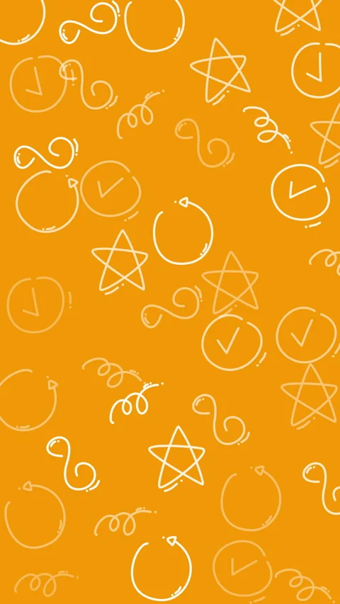 Plain orange pattern creates a whimsical orange background with stars spirals an Stock Footage 327539706
