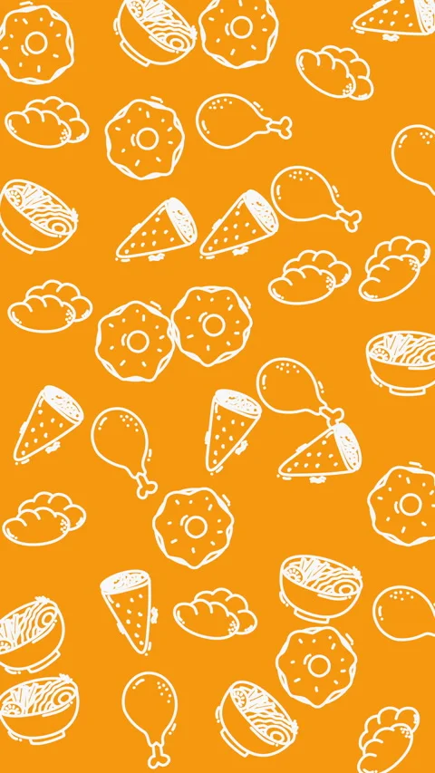 Plain orange pattern subtly enhances this quirky repeating pattern of donuts ram Stock Footage 327872896