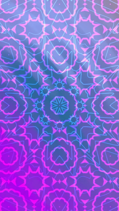 Plain purple background frames a kaleidoscopically patterned floral design in pi Stock Footage 327796611