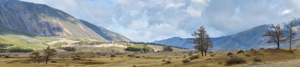 Plain at root of mountains Stock Photos