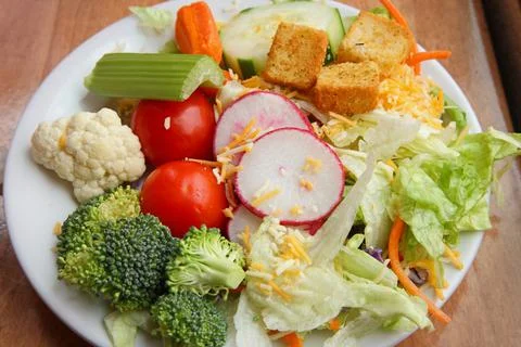 Plain side salad with mixed vegetables Stock Photos