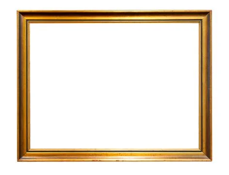 Plain simple minimal middle size blank empty gold painting frame object iso.. Stock Photos
