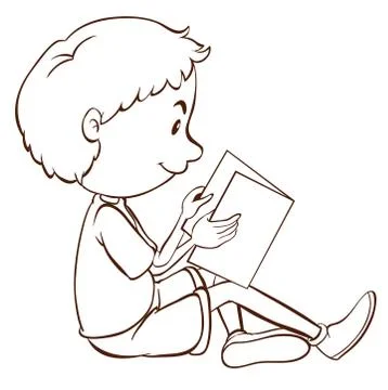 A plain sketch of a boy studying 스톡 일러스트