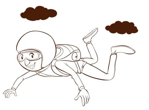 A plain sketch of a person sky diving Ilustración de archivo