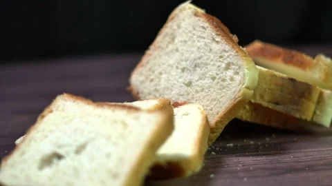 Plain Sliced White Bread on White Background. Stock Footage 331030542