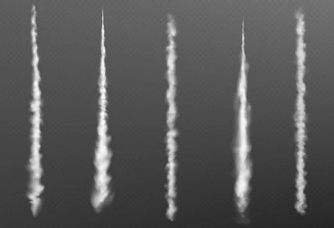 Plain smoke trail, jet vector contrail line cloud Stock Illustration
