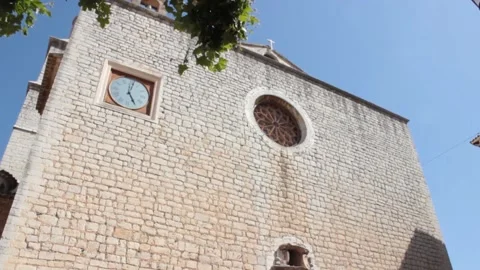 Plain stone church facade Stock Footage 134605828