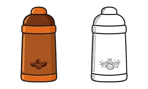 Plain thermos bottle line drawing Stock Illustration