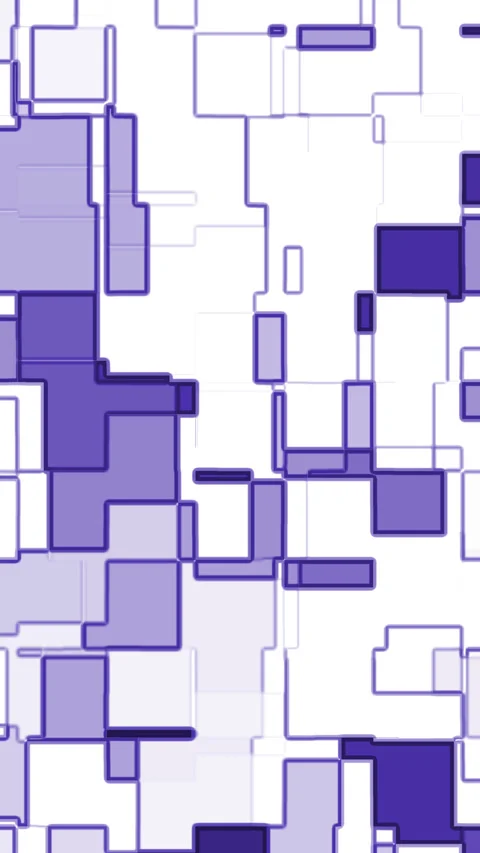 Plain white backdrop showcases an abstract design of purple squares Video stock 310212975